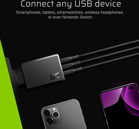 Produktbild von Green Cell GC ChargeSource 3 – 3x USB, 30W Wandladegerät Mit Ultra Charge & Smart Charge – Schnellladung Für Alle Geräte