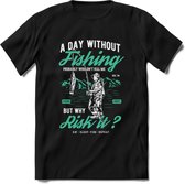 A Day Without Fishing - Vissen T-Shirt | Aqua | Grappig Verjaardag Vis Hobby Cadeau Shirt | Dames - Heren - Unisex | Tshirt Hengelsport Kleding Kado - Zwart - S