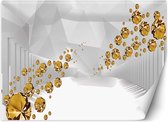 Trend24 - Behang - Gouden Stenen In Een Abstracte Tunnel - Behangpapier - Fotobehang 3D - Behang Woonkamer - 250x175 cm - Incl. behanglijm