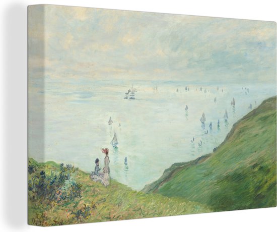 Canvas Schilderij Cliff walk at Pourville - schilderij van Claude Monet - Wanddecoratie