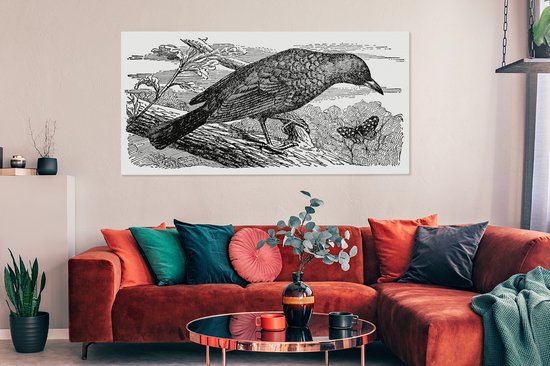 Tableau Tableau Merle - Illustration - Branche - 160x80 cm - Décoration murale