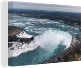 Canvas Schilderij De Niagarawatervallen in Canada vanuit vogelperspectief - 30x20 cm - Wanddecoratie