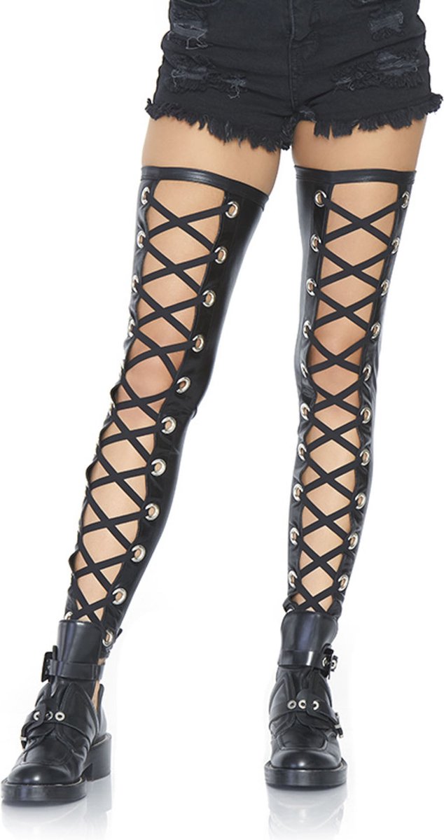 Wetlook footless lace up thigh | bol.com