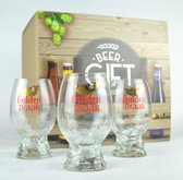 Gulden Draak Drakenei Bierglas - 33cl  - Bierpakket met 3 bierglazen + geschenkverpakking - Originele glazen van de brouwerij - Biercadeau