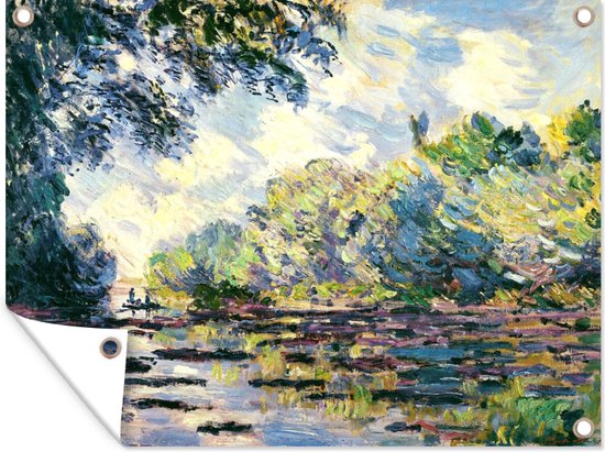 Tuinschilderij Gedeelte van de Seine, nabij Giverny - Schilderij van Claude Monet - 80x60 cm - Tuinposter - Tuindoek - Buitenposter