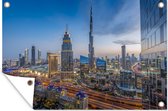 Tuinposter - Tuindoek - Tuinposters buiten - Het stadslandschap van Dubai met de Burj Khalifa tijdens de schemering - 120x80 cm - Tuin