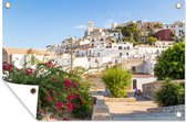 Muurdecoratie Ibiza-stad overdag - 180x120 cm - Tuinposter - Tuindoek - Buitenposter