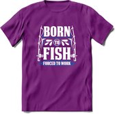 Born To Fish - Vissen T-Shirt | Grappig Verjaardag Vis Hobby Cadeau Shirt | Dames - Heren - Unisex | Tshirt Hengelsport Kleding Kado - Paars - XXL