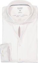 OLYMP No. 6 super slim fit overhemd 24/7 - mouwlengte 7 - wit pique - Strijkvriendelijk - Boordmaat: 42