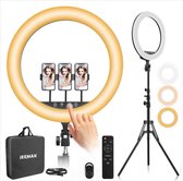 Ringlicht 45 cm - PC58 - 18-inch - 3 Kleurtemperaturen: 3700-5500K - Touchscreen ontwerp schakelaar - camerafotografie, realtime streaming, Facebook Live, schoonheidsmake-up, selfi