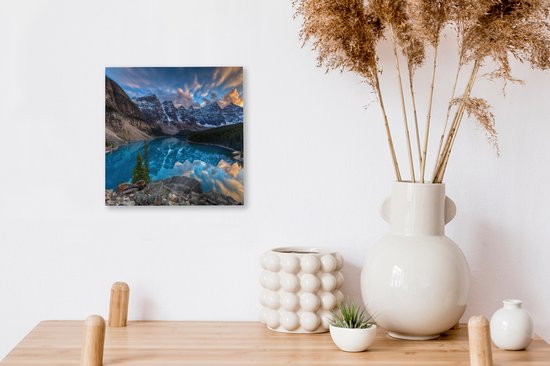 Peinture sur toile Twilight at the Canadian Moraine Lake - 20x20 cm - Art Décoration murale