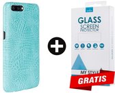 Backcover Slangenprint Fashion Hoesje iPhone 6 Plus/6s Plus Mintgroen - Gratis Screen Protector - Telefoonhoesje - Smartphonehoesje