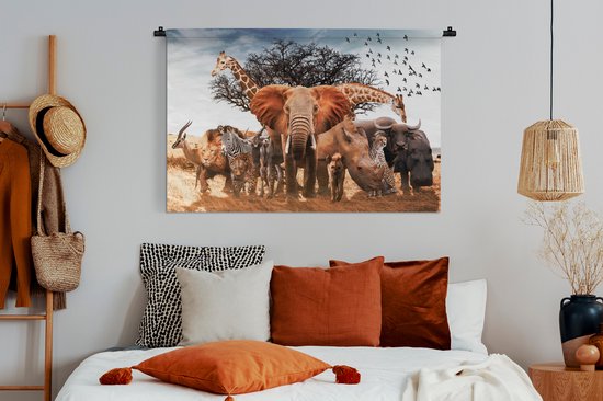 Tapisserie - Animaux - Girafe - Éléphant - 120x80 cm - Tapisserie