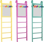 Flamingo vogelspeelgoed ladder treda, let op alleen kleur geel word geleverd.