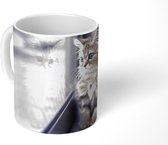Mok - Een Perzische kitten kijkt uit het raam - 350 ML - Beker