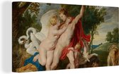 Canvas Schilderij Venus poogt Adonis van de jacht te weerhouden - Schilderij van Peter Paul Rubens - 40x20 cm - Wanddecoratie