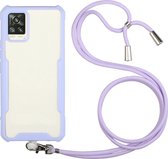 Samsung Galaxy A52 5G Hoesje - Mobigear - Lanyard Serie - TPU Hoesje met koord - Transparant / Paars - Hoesje Geschikt Voor Samsung Galaxy A52 5G