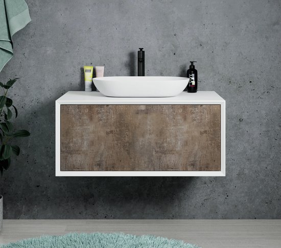 Set de meuble de salle de bain Badplaats Cordoba 100 cm - Grijs pierre -  Meuble de... | bol.com
