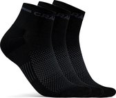 Craft Fietssokken zomer Unisex Zwart - CORE DRY MID SOCK 3-PACK BLACK-34 36