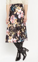 LOLALIZA Midirok met bloemenprint - Zwart - Maat M