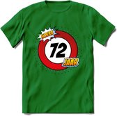 72 Jaar Hoera Verkeersbord T-Shirt | Grappig Verjaardag Cadeau | Dames - Heren | - Donker Groen - XXL