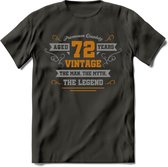 72 Jaar Legend T-Shirt | Goud - Zilver | Grappig Verjaardag Cadeau | Dames - Heren | - Donker Grijs - XL