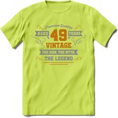 49 Jaar Legend T-Shirt | Goud - Zilver | Grappig Verjaardag Cadeau | Dames - Heren | - Groen - XL