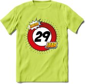 29 Jaar Hoera Verkeersbord T-Shirt | Grappig Verjaardag Cadeau | Dames - Heren | - Groen - XL