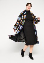 LOLALIZA Lange jas met etnische print - Zwart - Maat M