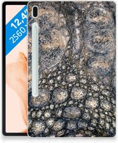 Tablet Hoes Samsung Galaxy Tab S7FE Silicone hoesje Krokodillenprint met transparant zijkanten