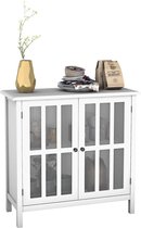 FURNIBBELLA - Sideboard, consolekast met glazen deur, dressoir voor keuken, badkamer, woonkamer, slaapkamer, kantoor aan huis (wit)