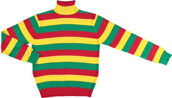 Pull Carnaval Tricoté - Col Roulé - Rouge-Jaune-Vert - Taille XL - Déguisements - Carnaval Femme - Déguisements Homme - Limbourg - Apollo