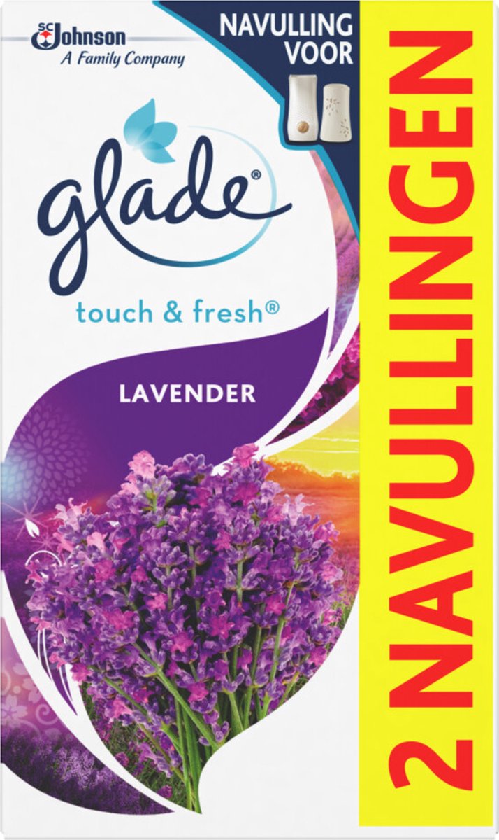 Goedkoopste 12x Glade Luchtverfrisser Touch & Fresh Navul Duo Lavender 2x10 ml