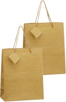 Set van 4x stuks luxe gouden papieren giftbags/tasjes met glitters 21 x 26 x 10 cm - cadeau tassen