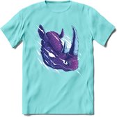 Dieren T-Shirt | Neushoorn shirt Heren / Dames | Wildlife rhino cadeau - Licht Blauw - XL