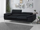 LINEA SOFA Driezitsbank van buffelleer GRETEL - Zwart L 214 cm x H 91 cm x D 107 cm