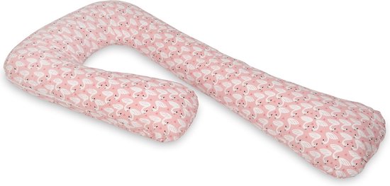 Voedingskussen - Zijslaapkussen - 235 cm - 100% katoen - roze met zwanen