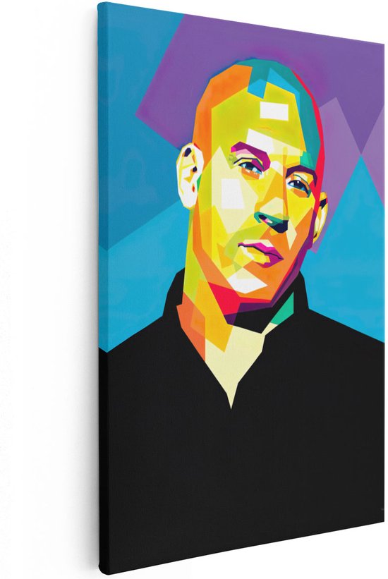 Artaza Canvas Schilderij Vin Diesel in Abstracte Kleuren - 40x60 - Poster Foto op Canvas - Canvas Print