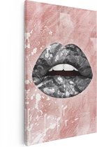 Artaza - Peinture sur Canevas - Lèvres sombres sur fond rose - 80x120 - Petit - Photo sur Toile - Impression sur Toile