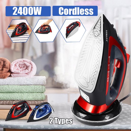 SOKANY Fer à Vapeur Sans Fil 2400W - Vitesse Réglable Anti-goutte  Anti-calcaire Prise