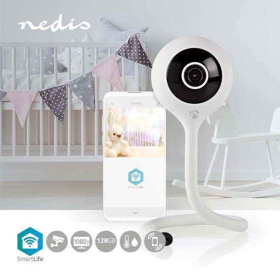 Nedis SmartLife Camera voor Binnen - Wi-Fi - Full HD 1080p - Cloud Opslag (optioneel) / microSD (niet inbegrepen) - Met bewegingssensor - Nachtzicht - Wit van Nedis — afbeelding 5
