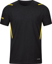 Jako Challenge T-Shirt Heren - Zwart Gemeleerd / Citroen