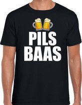 Pils baas t-shirt zwart voor heren - Drank / bier fun t-shirts S