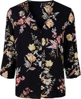 Pieces PCKAITLYN 34  SHIRT - Black BIG FLOWER Black