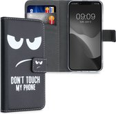 kwmobile telefoonhoesje voor Apple iPhone 13 / 14 - Hoesje met pasjeshouder in wit / zwart - Don't Touch My Phone design