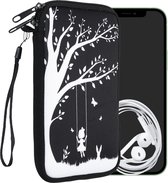 kwmobile hoesje voor smartphones XL - 6,7/6,8" - hoes van Neopreen - Schommel design - wit / zwart - binnenmaat 17,2 x 8,4 cm