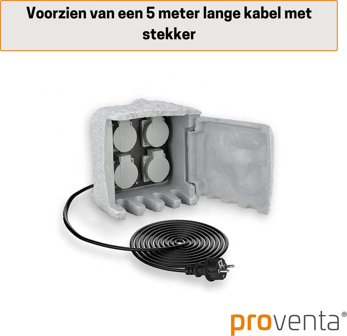 KESSER® Stekkerdoos voor buiten met 4 Stopcontacten en Grondpen | Tuinstekkerdoos Kabellengte 3m weerbestendig IP44 met AAN/Auto Schemersensor Tuin-Stopcontacten | Toren - Grijs