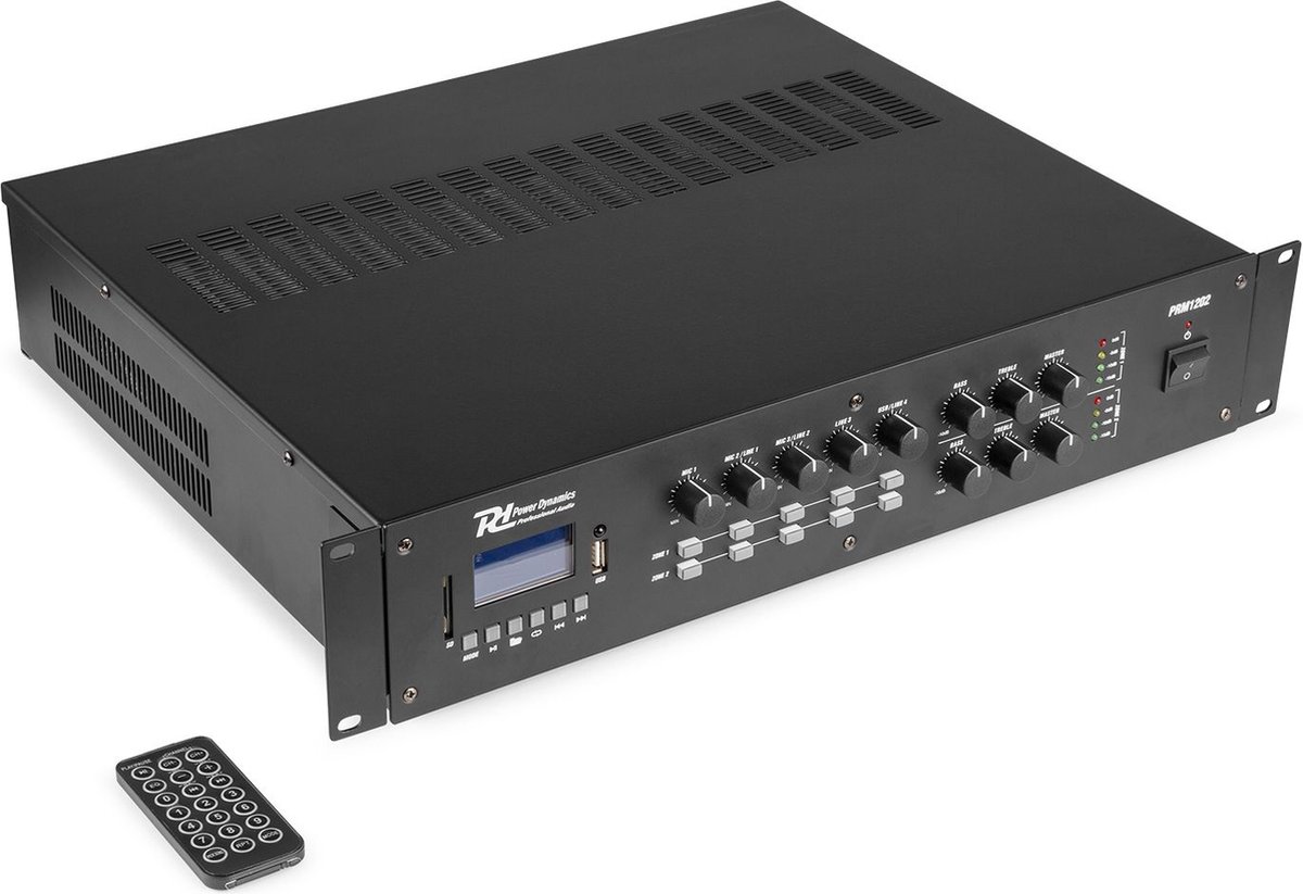 2-zone Bluetooth geluidsinstallatie van Power Dynamics - 12 zwarte plafondspeakers + 240W versterker thumbnail 8