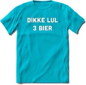 Dikke lul 3 Bier T-Shirt | Unisex Kleding | Dames - Heren Feest shirt | Drank | Grappig Verjaardag Cadeau tekst | - Blauw - S