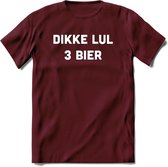 Dikke lul 3 Bier T-Shirt | Unisex Kleding | Dames - Heren Feest shirt | Drank | Grappig Verjaardag Cadeau tekst | - Burgundy - XXL